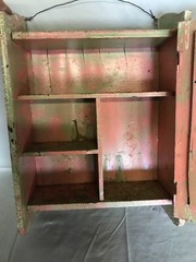 Antique Shabby Pink Wood Medicine Cabinet Vintage Mirror Chic Old 616-23B