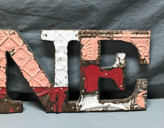 Decorative Salvaged Tin Ceiling 8×29 Patchwork Mix Color Metal WINE Sign 18-26B