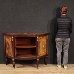 Half moon sideboard antique style Louis XVI furniture inlaid wood 20th century
