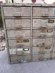 Vintage Industrial 18 Drawer Metal Parts Machinist Cabinet 30.5 x 13.5 x 25