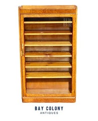 Antique Victorian Bookcase / China Cabinet With Glass Door – Birds Eye Maple