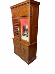 Antique Oak Physicians Medical / Dental Cabinet By W. D. Allison Co.