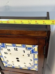 Dutch Delft Antique Wall Hanging Wooden Spice Cabinet Ceramic Clock Needs Parts