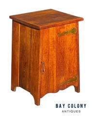 Antique Arts & Crafts / Mission Oak Smoking Cabinet / Liquor Cabinet End Table
