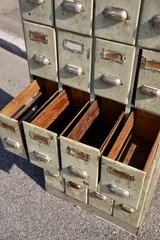Antique apothecary file Cabinet wood drawer vintage book ledger holder cubby