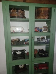 Vintage Store Display 1800s Original Green Curio Store Display Cabinet Showcase