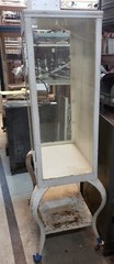 Pair of Steel Medical Cabinets with Beveled & Wavy Glass on Cabriole Legs