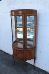 French Early 1900s Carved Inlaid Vitrine Display Curio Cabinet Cupboard 5667
