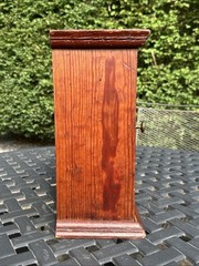 PRIMITIVE ANTIQUE WOODEN CABINET CUPBOARD 2 SHELF NORTHERN CARVED PANEL DOOR