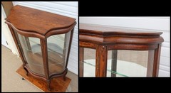 Antique Quartersawn Oak 3 S Curve Glass Mirrored Dainty Curio China Cabinet