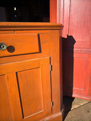 antique corner cupboard cabinet 2pc Farmhouse Country Clean 1800 refinished