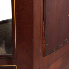 Antique French Mahogany Banded Display Vitrine With Inlay & Ormolu C1890