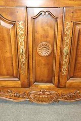 Heredon Country French Carved Walnut Lighted China Cabinet Breakfront with Desk