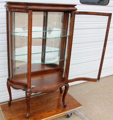 Antique Quartersawn Oak 3 S Curve Glass Mirrored Dainty Curio China Cabinet
