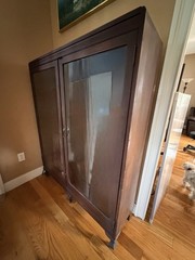 Antique Victorian Heirloom Dark Wood Curio / Bookcase Cabinet