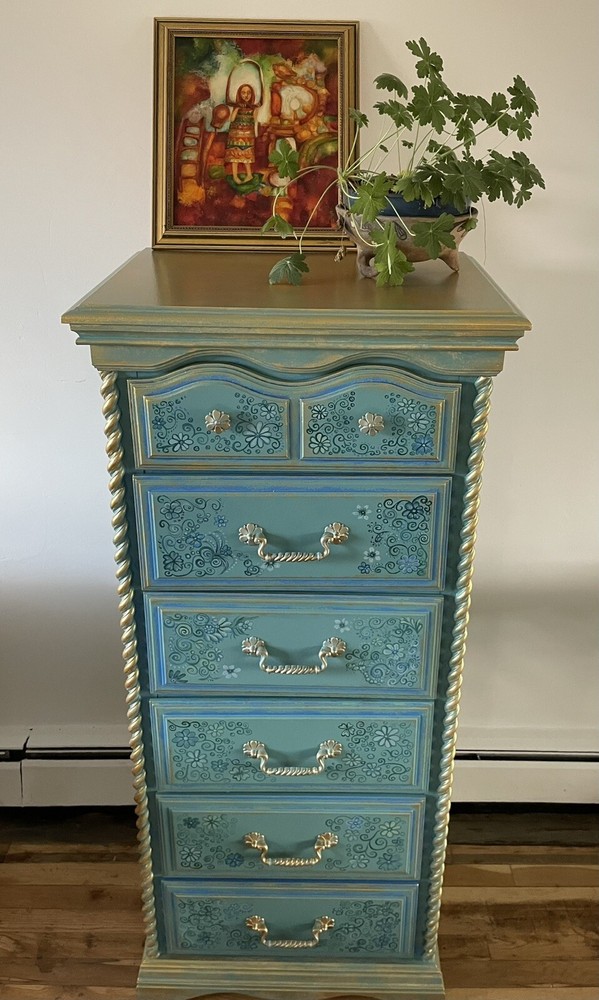 Vintage hand-painted wooden cabinet