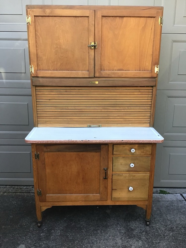 VTG Sellers Hoosier Cabinet Roll Top/Cabinets &Drawers Flour Bin 1920s-30s