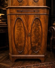 Antique Edwardian Mahogany Corner Cabinet Gothic Flame Veneer UK DELIVERY
