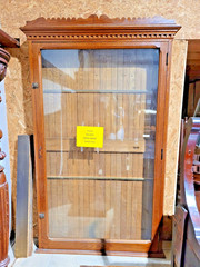 ANTIQUE AMERICAN OAK LARGE DISPLAY CABINET ARCHITECTURAL