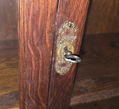 Antique Fancy Oak China Cabinet double door
