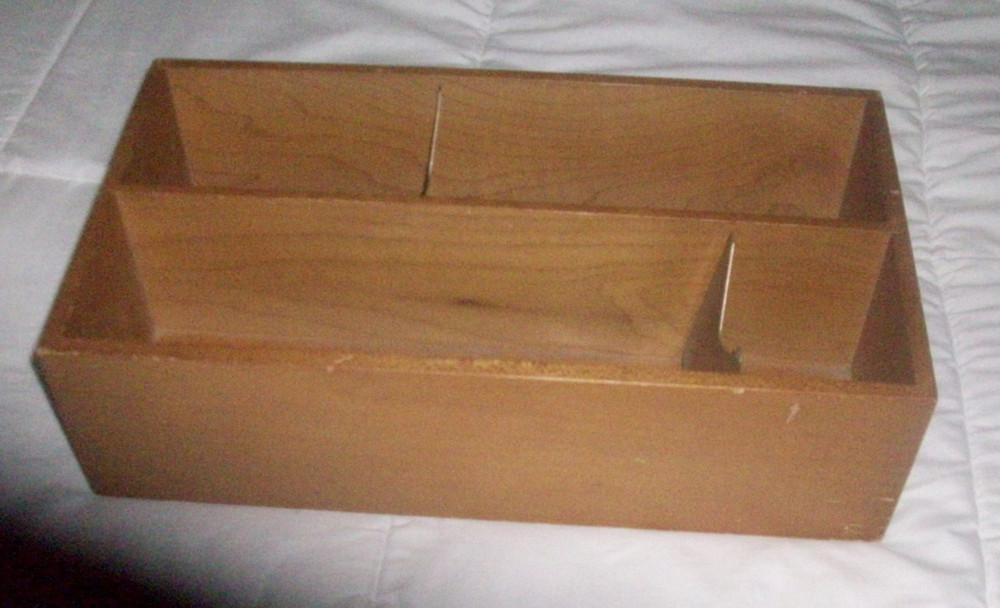 Vintage wood library card file drawer box dovetailed corners Gaylord Bros. N.Y.