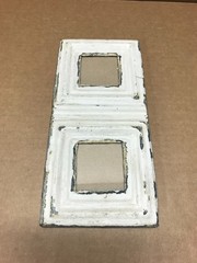 VTG 5×11 Multi Double White 3″ Photo Tin Ceiling Metal Picture Frame Old 646-26B