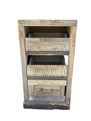 Vtg Heavy Duty Storage Cabinet Handmade Wood Chest Drawers Painted Fish Coastal