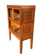 Antique Arts & Crafts Tiger Oak Four Section Haberdashery Display Cabinet – Rare
