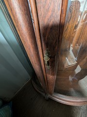 Antique Tiger Oak Curved Glass Cabinet