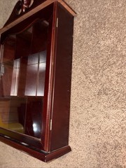 Vintage Wood Glass Door Wall Hanging Display Curio Cabinet 21×13.5 X4 Mirror