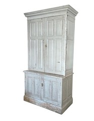 Orig. Paint, 19th c. Scandinavian Raised Panel Office Cabinet Signed/Dated