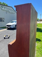 Antique Primitive Red Painted Step Back Cupboard Cabinet Kitchen Hutch Farmhouse