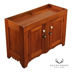Antique 19th Century Solid Pine Dry Sink Cabinet With Porcelain Knobs