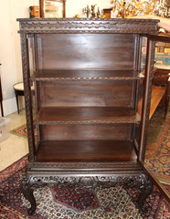 French Antique Carved Mahogany Display Cabinet | Glass Door & Carved Base