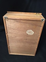 14”x9.5”x4” Wooden Hanging Medicine Cabinet with Painted Glass Front Shelves