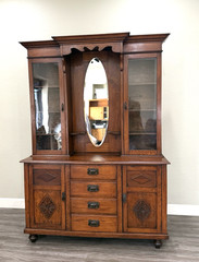 English Oak Buffet China Cabinet | Antique Furniture