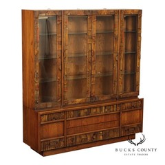 Lane ‘Pueblo’ Brutalist Oak China Cabinet