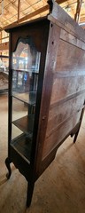 Antique Queen Anne Style China Cabinet Curio Living Dining Room Furniture TLC