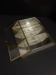 vintage brass and glass mirror curio cabinet