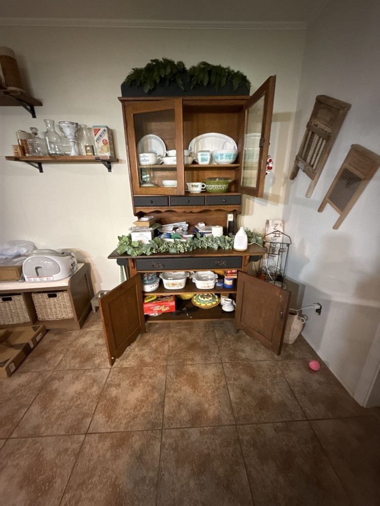 Oak Antique Hoosier Cabinet Kitchen Pantry Cupboard, Little Potts, ,175*