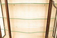 19th Century English Adams Style Vitrine Cabinet With Custom Linen Interior