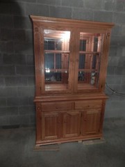 Vintage Wooden Oak China Cabinet Hutch Cupboard Buffet Lighted Eagle Industries