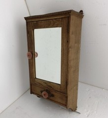 Art deco hanging Medicine Apothecary cabinet Kitchen Bathroom carved wood Bevele