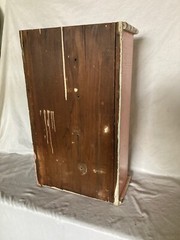 Shabby Antique Oak Medicine Cabinet Beveled Mirror Pink Cottage Chic Vtg 47-26E