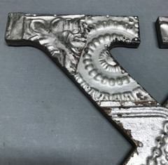 Decorative Salvage Tin Ceiling 16″ Patchwork Silver Metal VTG Letter X 223-25B
