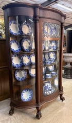 Exceptional American Antique Quartersawn Oak China Curio Cabinet Bookcase 1880