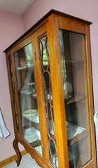 Oak and 3 sided Glass Curio Cabinet Local Pickup