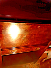 Antique Knob Creek original Wall unit Burl Drop Front Secretary Desk Cabinet