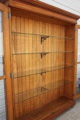 Antique Square Nail Quartersawn Oak 2 Door Display Case Cabinet Egg & Dart Crown