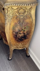 Gilt & Vernis Martin – Marble Top Bombay French Design Commode 41” X 27” X 17”